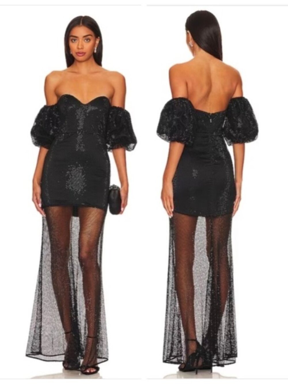 NWT House of Harlow 1960 x REVOLVE Sulima Gown In Black Size XS